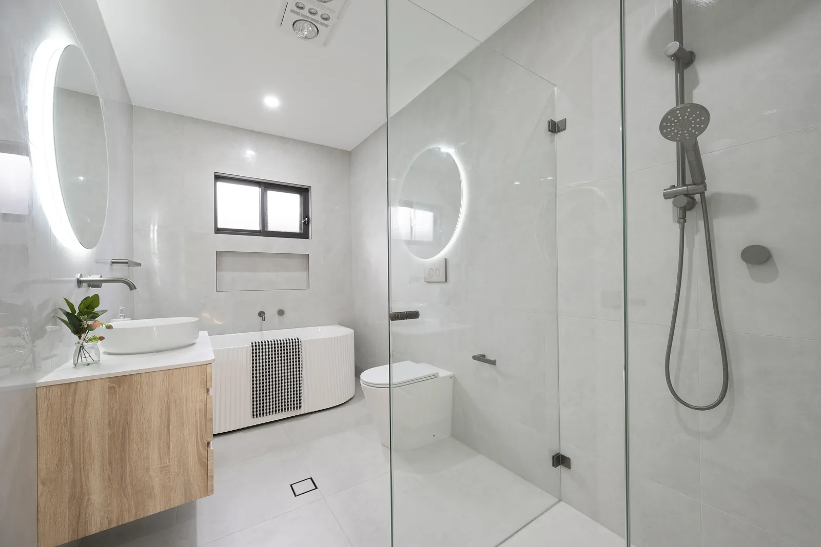 Linda Street — main bathroom with backlit mirror